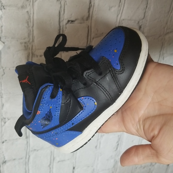 Jordan 1 Mid Hyper Paint Splatter 7C Toddler Blue Black - Picture 16 of 16